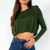 Clothing Vera u0026 Lucy | Shannon Green Padded Shoulder Top