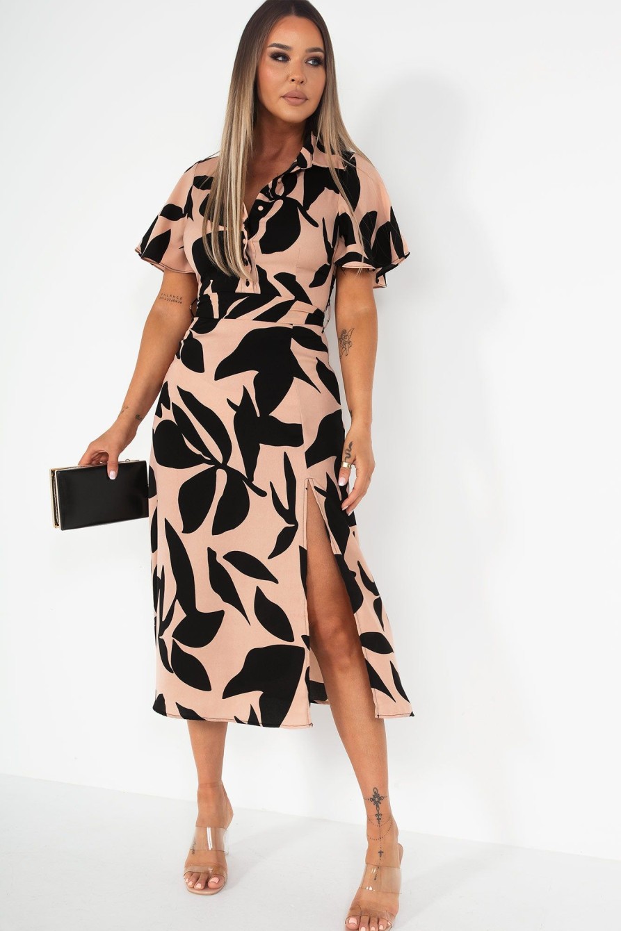 Clothing Girl in Mind | Girl In Mind Roxanna Nude Print Shirt Dress