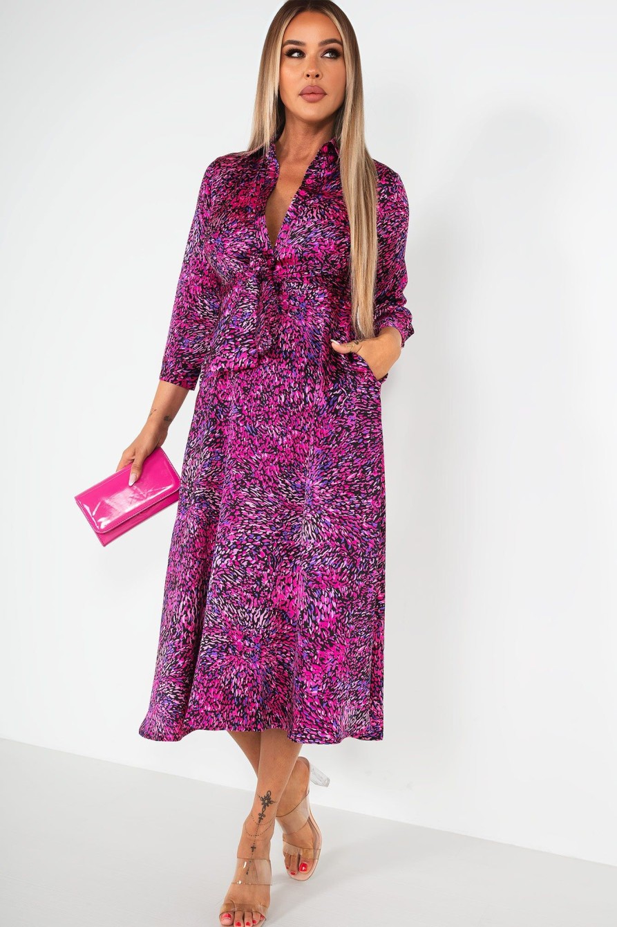 Clothing Girl in Mind | Girl In Mind Isabella Purple Satin Print Dress