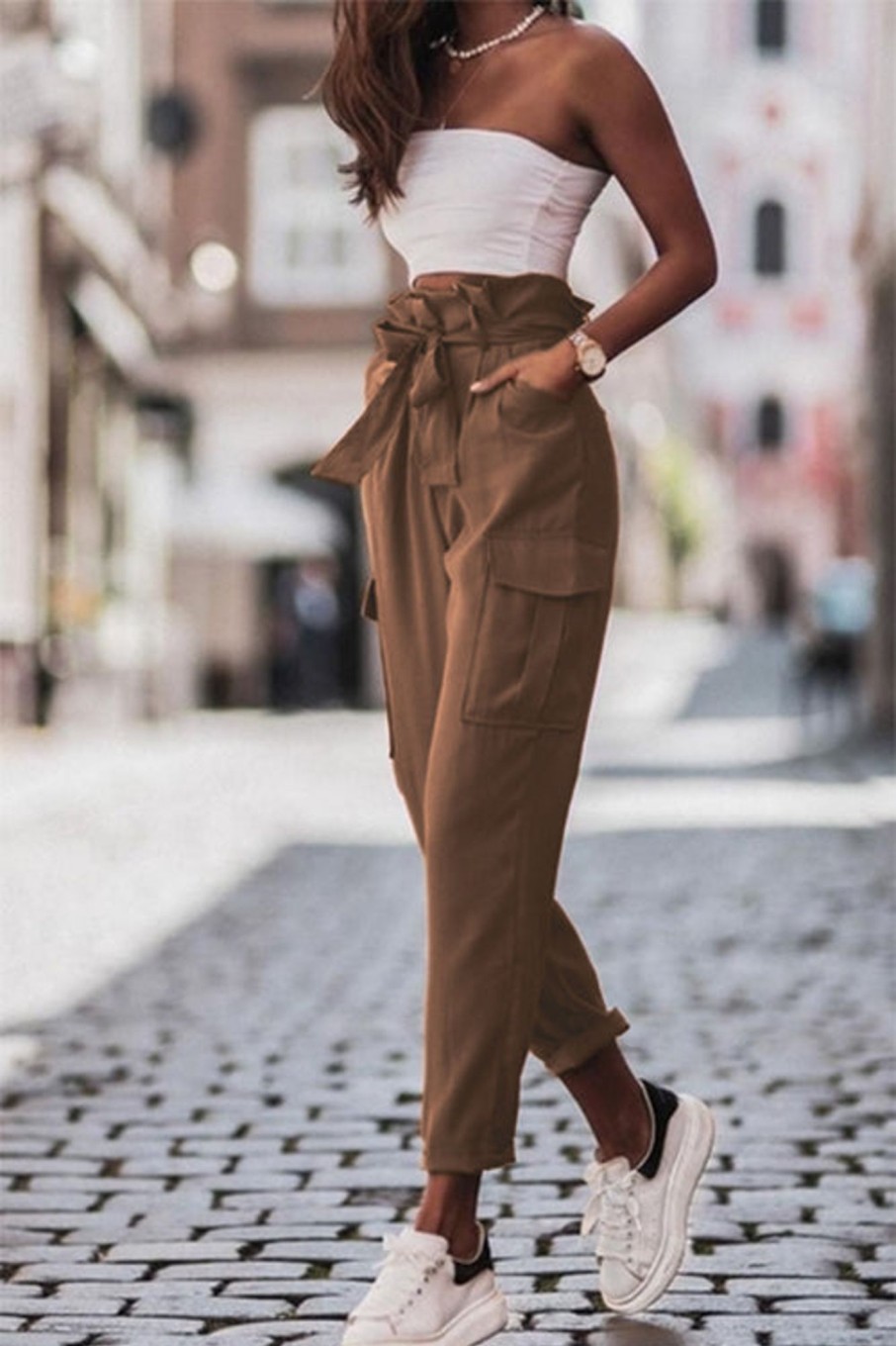 Clothing Copper Rose | Dylan Chocolate Cargo Paperbag Trousers