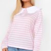 Clothing Influence | Danika Pink Striped Peter Pan Collar Top