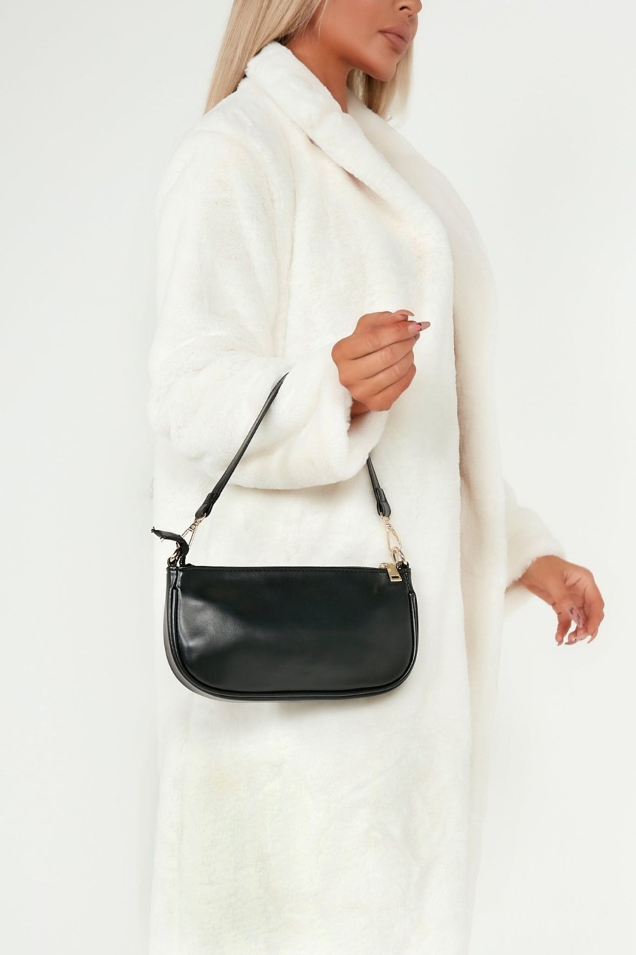 Clothing Impulse | Suzie Black Pu Layered Chain Bag