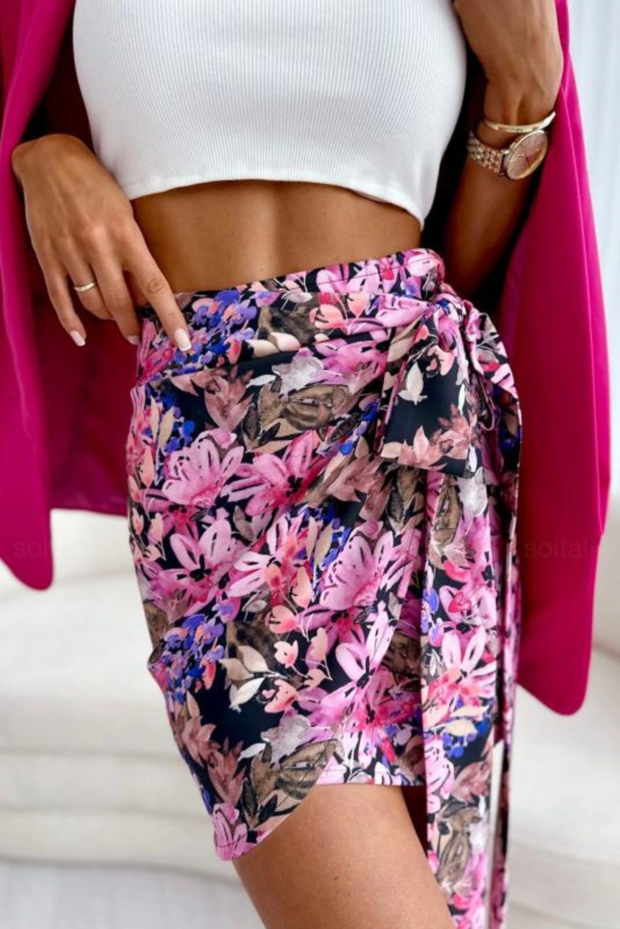 Clothing Estee Brown | Madelyn Navy And Pink Floral Skirt