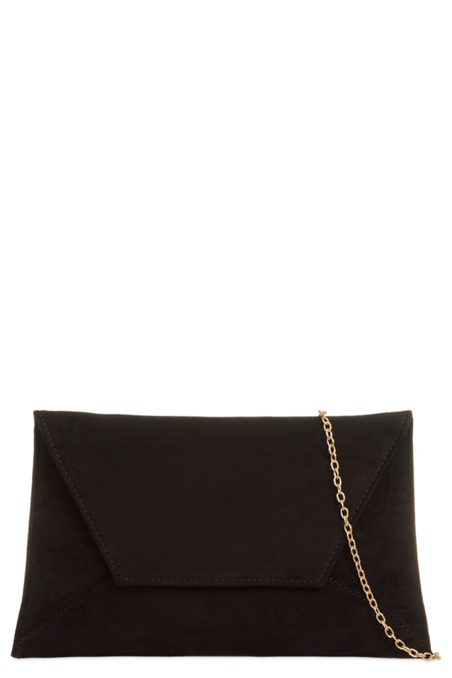 Bags Koko | Nettie Black Suedette Envelope Clutch Bag