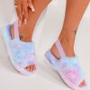 Clothing Ideal | Finn Purple Tie Dye Sling Back Faux Fur Slippers