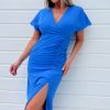 Clothing Girl in Mind | Girl In Mind Priscilla Blue Ruched Dress