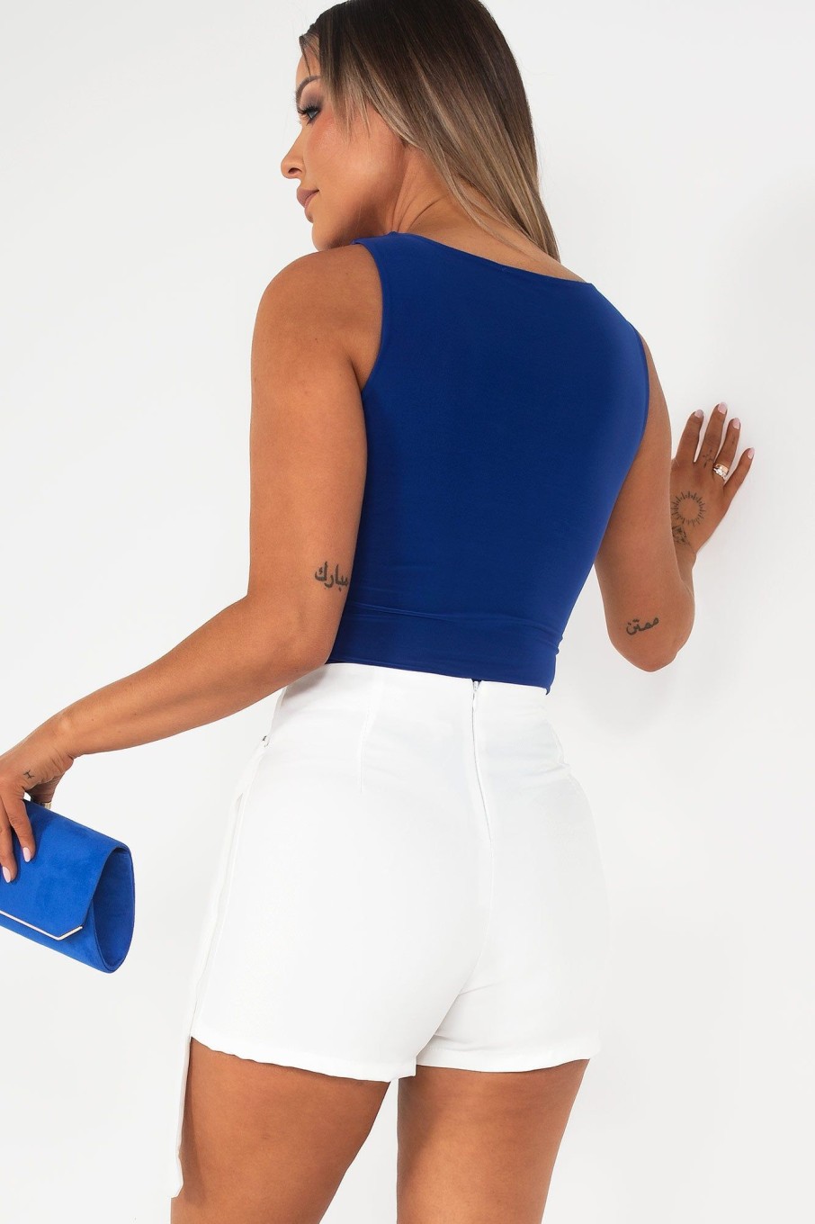 Clothing Style Wise | Quinn Royal Blue Sleeveless Slinky Bodysuit