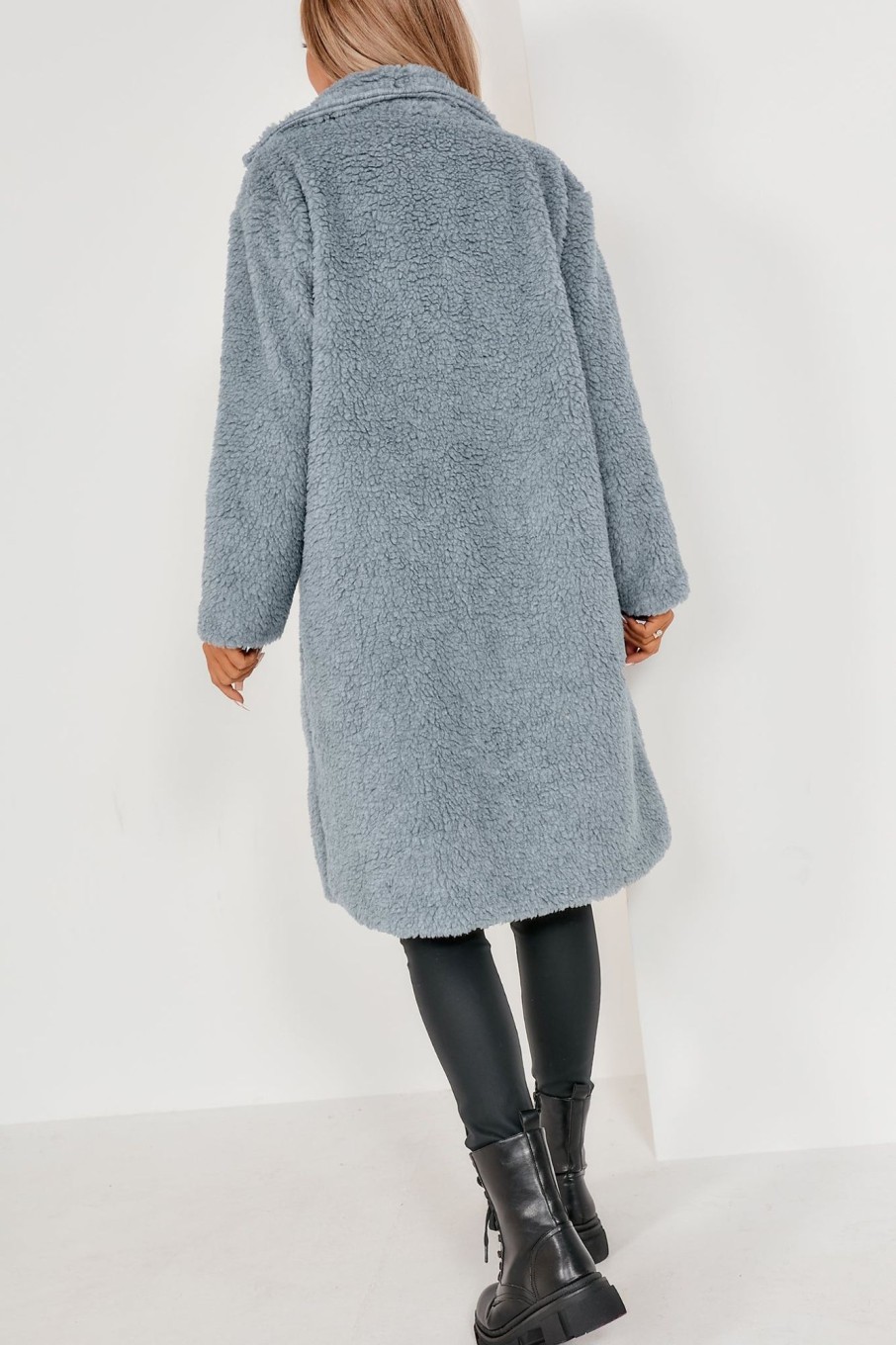 Clothing Willy Z | Annalise Pale Blue Oversized Teddy Coat