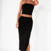 Clothing Copper Rose | Anastasia Black Slinky Skirt Co Ord