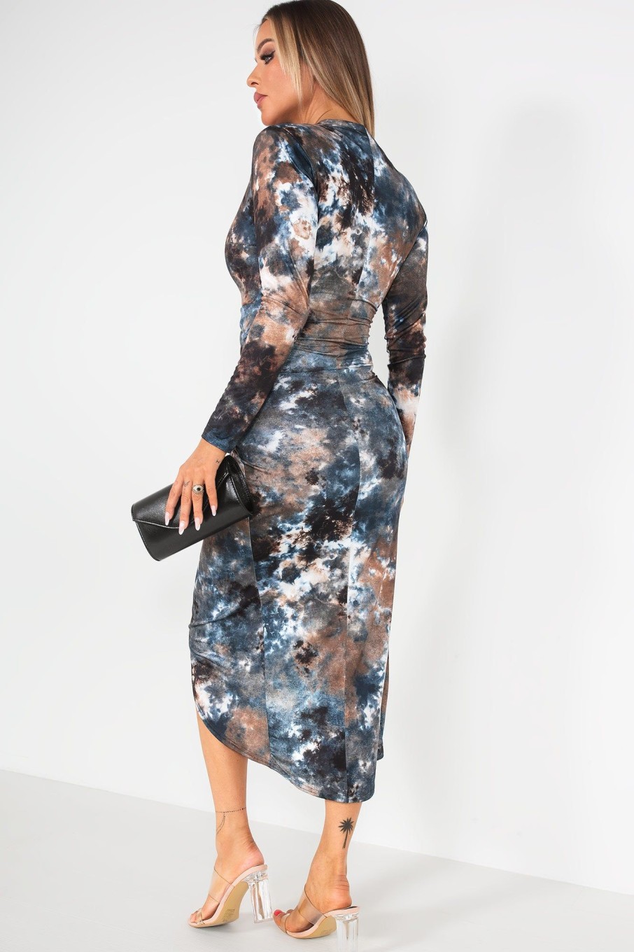 Clothing AX Paris | Ax Paris Moira Blue Print Dress