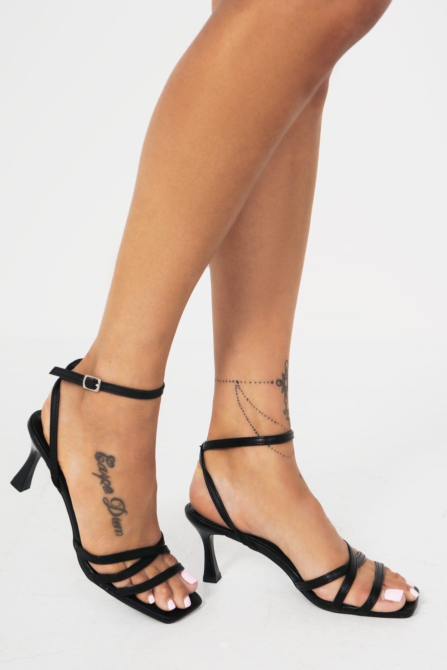 Clothing No Doubt | Fae Black Strappy Heels