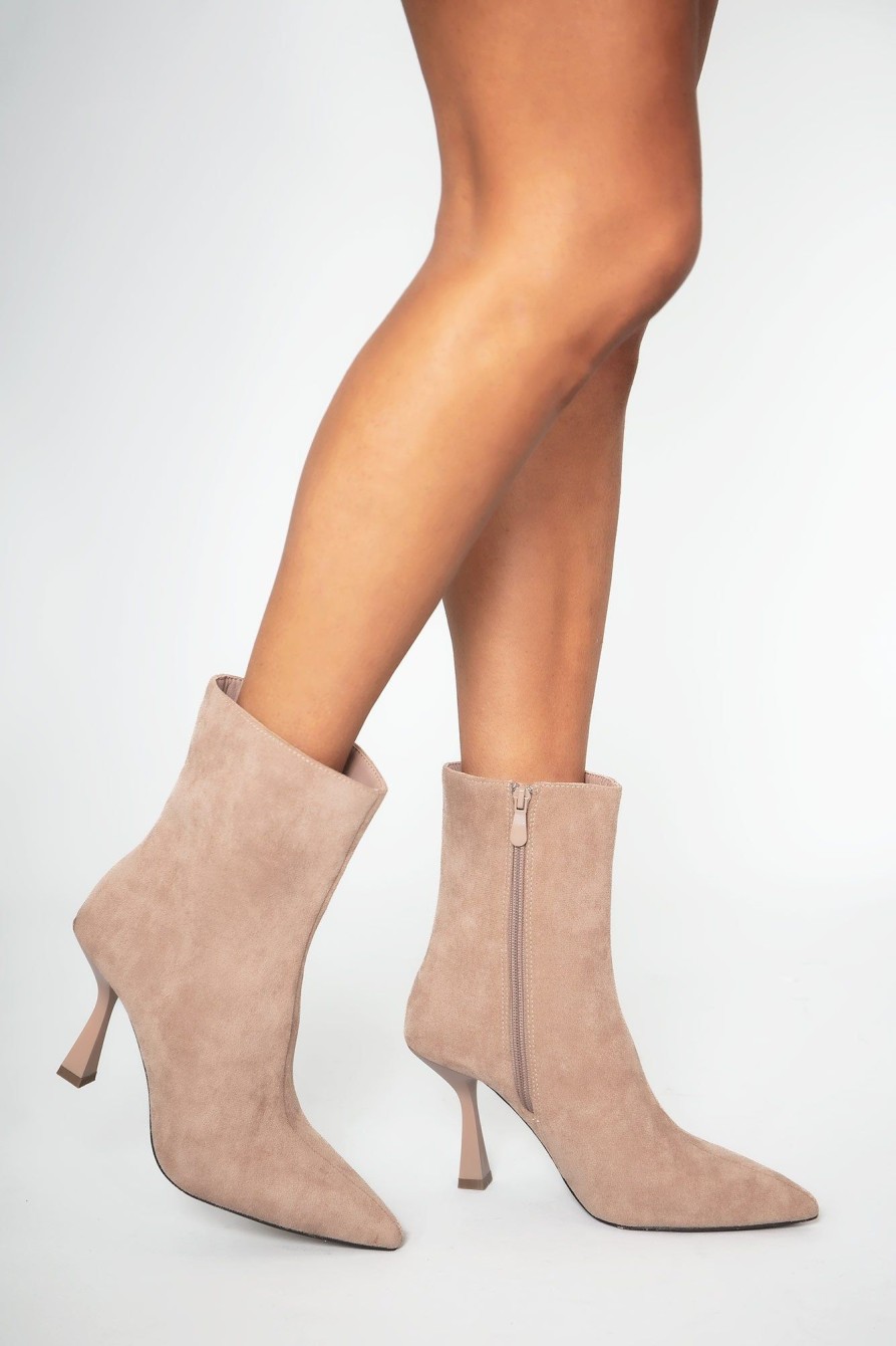 Clothing Ideal | Brynn Stone Suedette Ankle Boots