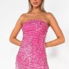 Clothing IVIV | Kimberly Baby Pink Sequin Bandeau Dress