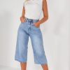 Clothing Gold Sk | Adelyn Blue Culotte Cropped Jeans