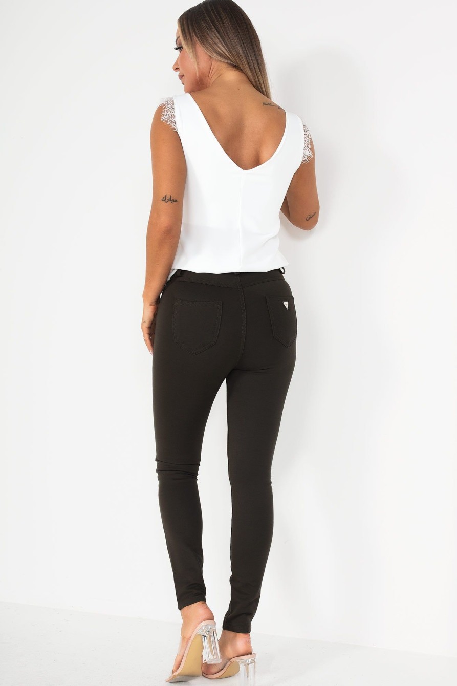 Clothing Zilene | Rozita Khaki Stretch Trousers