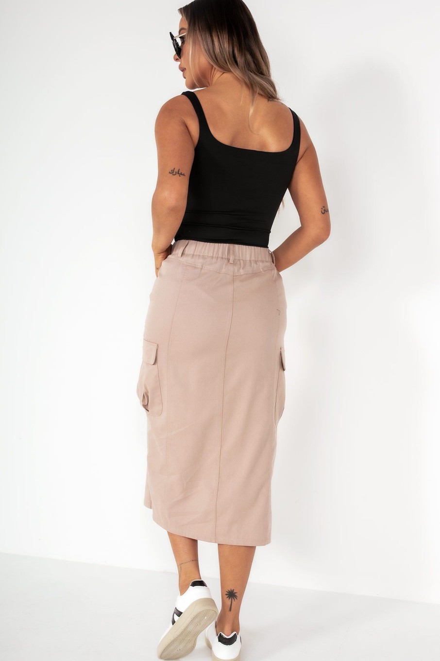 Clothing Brave Soul | Nancy Stone Cargo Midi Skirt