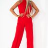 Clothing Copper Rose | Adele Red Wide Leg Jumpsuit