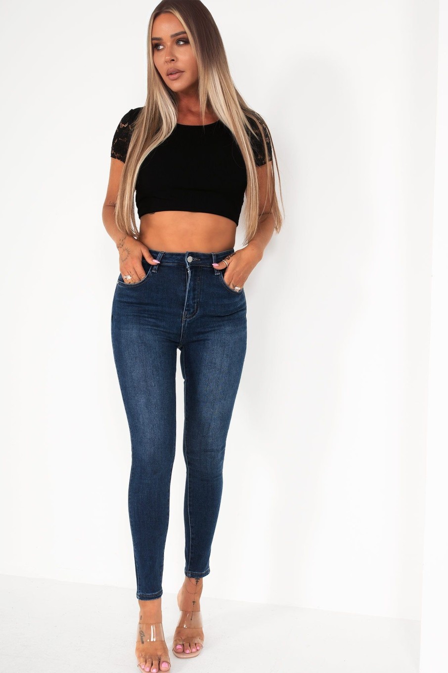 Clothing Zilene | Ester Deep Blue Skinny Jeans