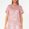 Clothing IVIV | Veda Dusty Pink Sequin T-Shirt Dress