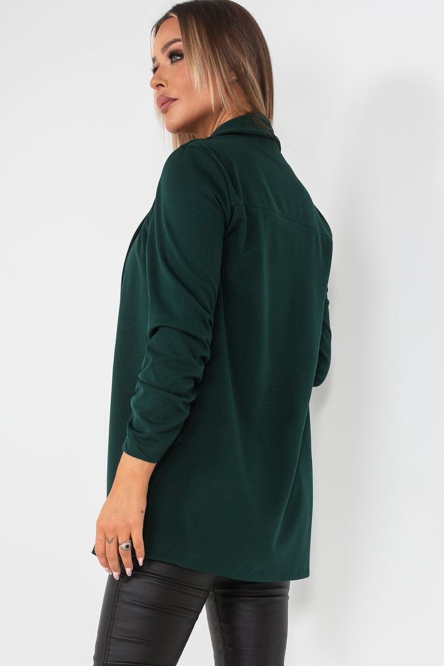 Clothing Willy Z | Layla Green Ruched Sleeve Blazer