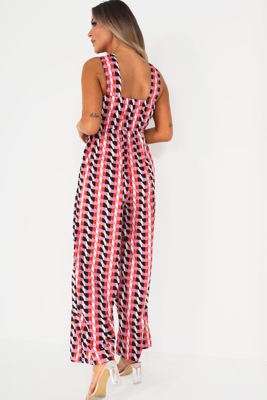 Clothing Influence | Bonnie Multi Print Wide Leg Jumpsuit