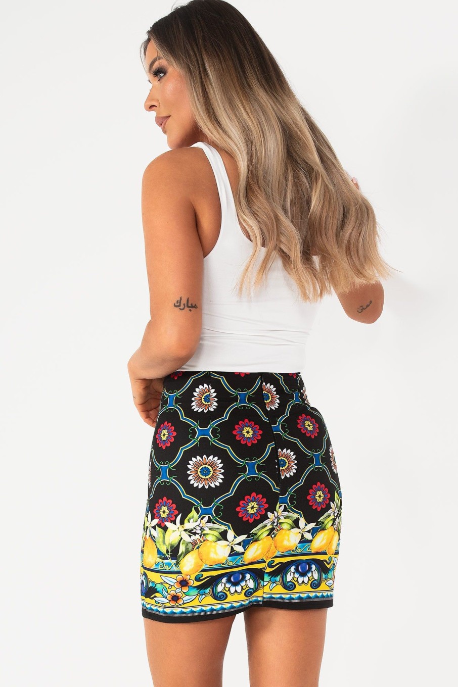 Clothing Copper Rose | Amara Black Printed Mini Skirt