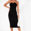 Clothing Copper Rose | Florenz Black Slinky Bandeau Dress