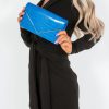 Bags Koko | Tina Blue Croc Envelope Clutch Bag