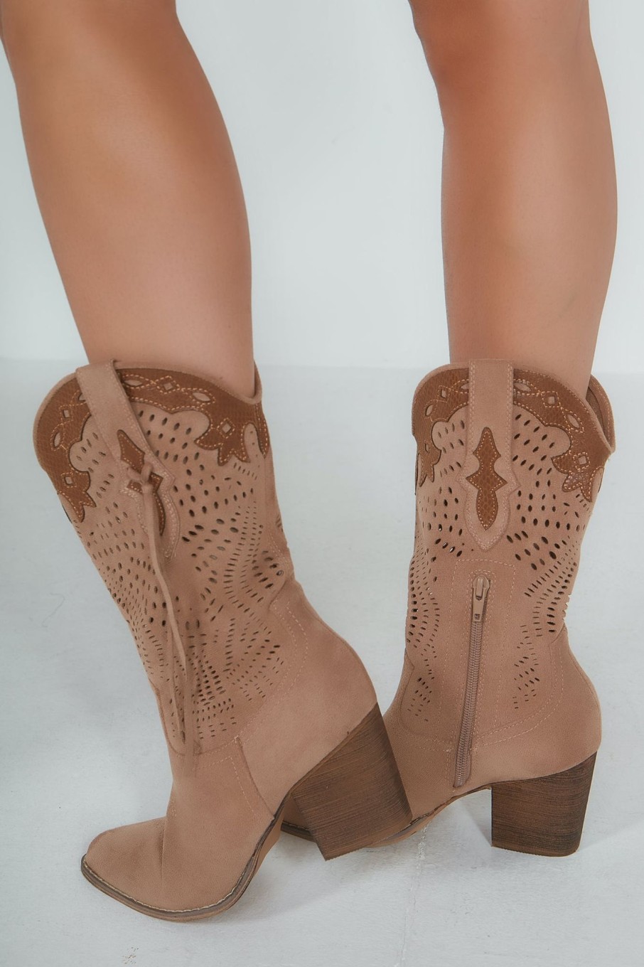 Clothing No Doubt | Breeda Camel Suedette Western Boots