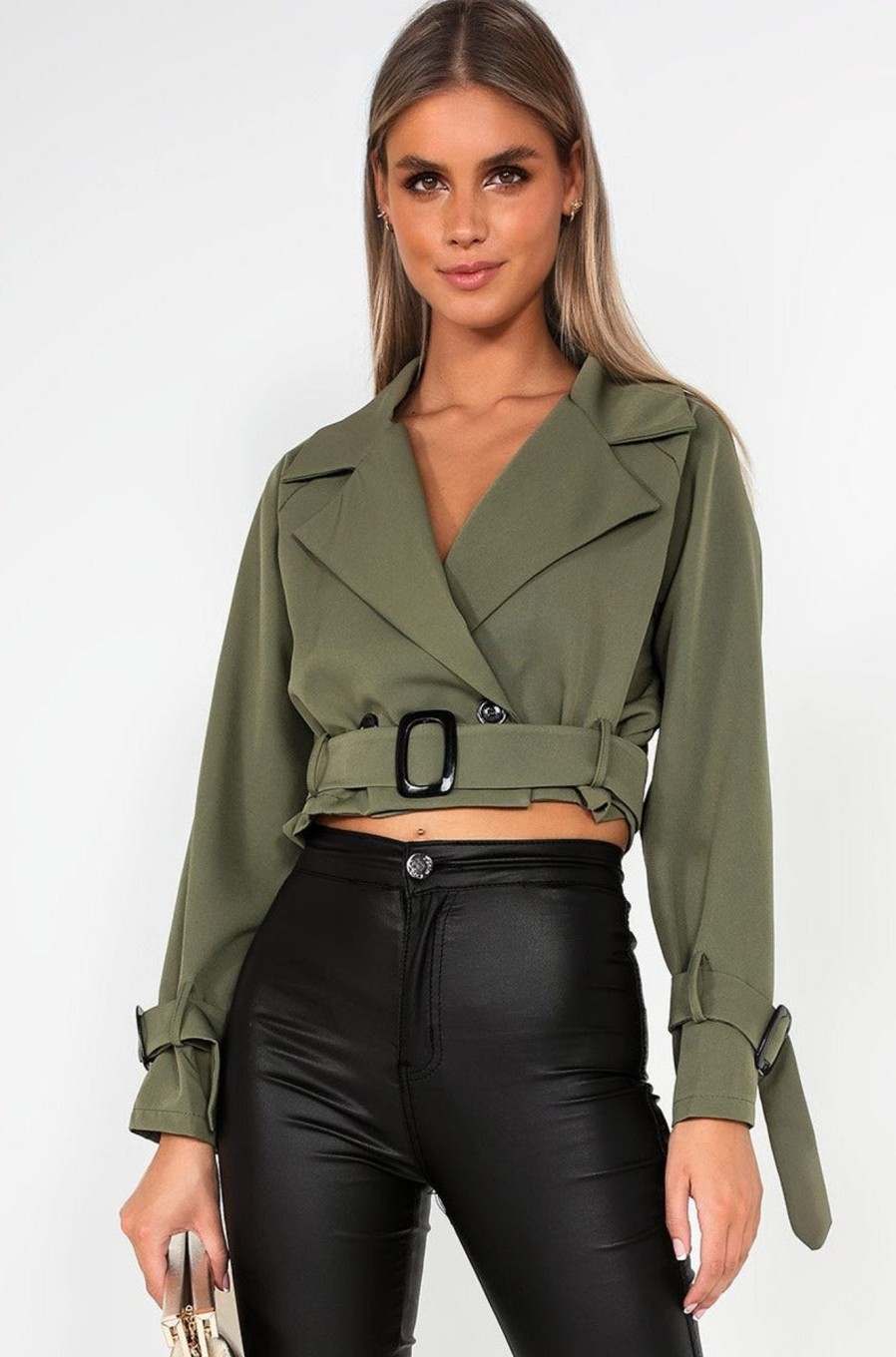 Clothing Willy Z | Claudelle Khaki Cropped Jacket