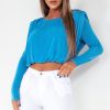 Clothing Vera u0026 Lucy | Shannon Blue Padded Shoulder Top