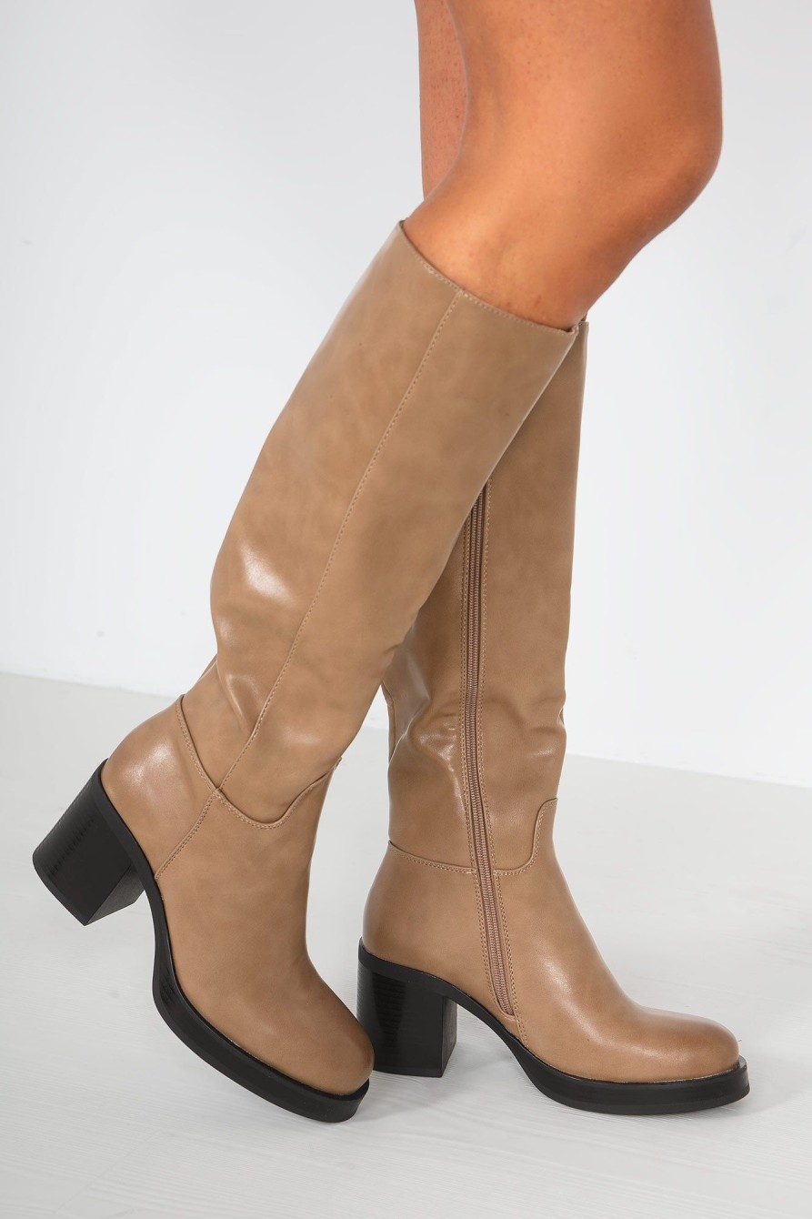 Clothing No Doubt | Macie Camel Pu Knee High Boots