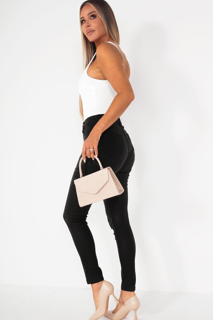 Clothing Zilene | Nyssa Black Faux Leather Trousers