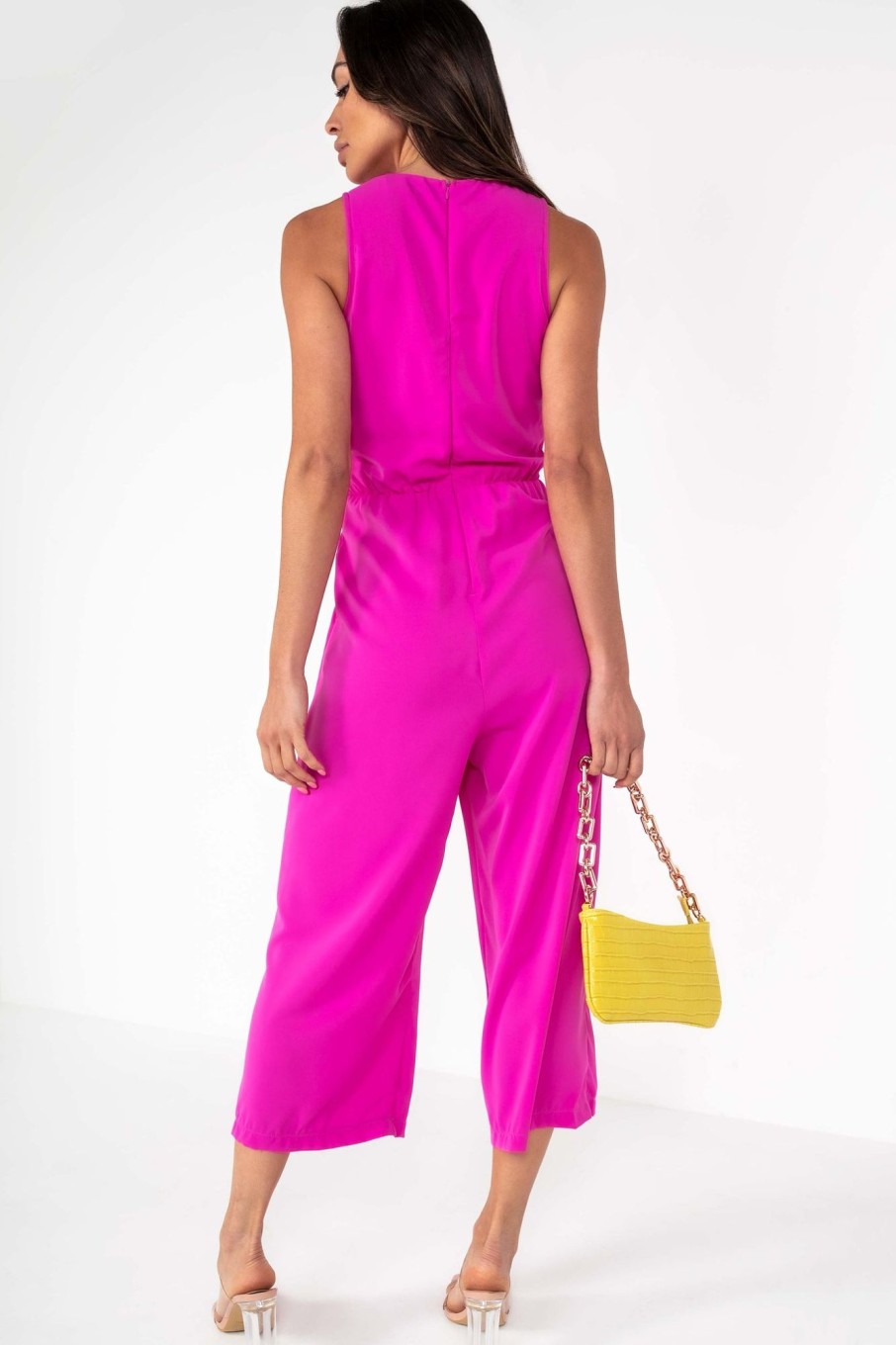 Clothing AX Paris | Ax Paris Cindy Pink Knot Front Jumpsuit