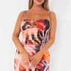 Clothing Pure Fashion | Cadence Orange Mesh Zebra Cami Dress