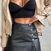 Clothing Willy Z | Arlie Black Faux Leather Skort