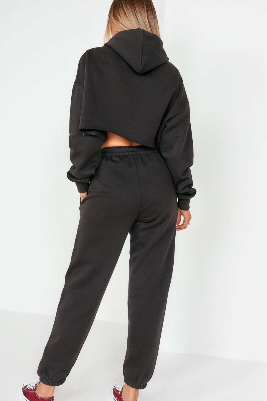 Clothing Style Wise | Amy Black Crop Hoodie Jogger Co Ord