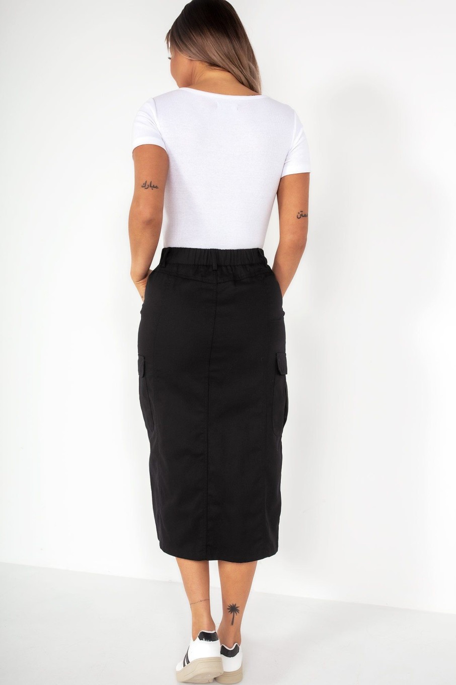 Clothing Brave Soul | Nancy Black Cargo Midi Skirt