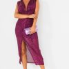 Clothing Willy Z | Naoise Purple Sequin Knot Front Dress