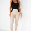 Clothing Zilene | Freda Cream Wax Leggings