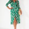 Clothing Copper Rose | Matilda Green Satin Print Dress