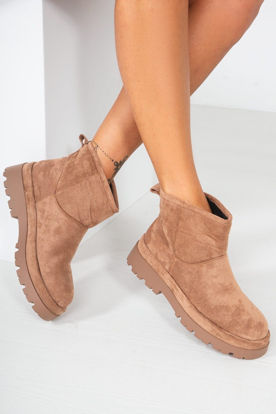 Clothing Ideal | Rainey Camel Suedette Ankle Boots