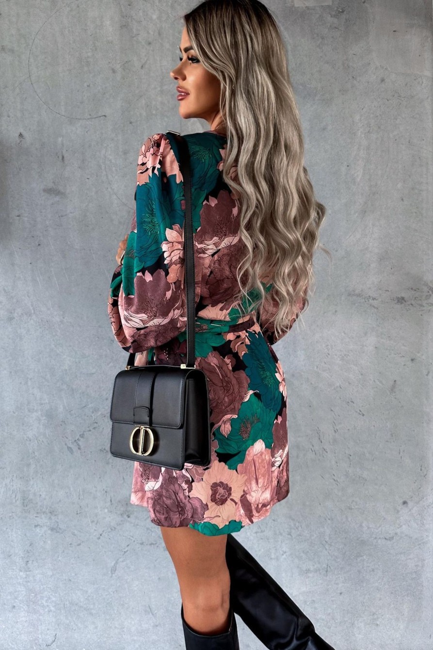 Clothing Willy Z | Nayeli Green Floral Wrap Dress