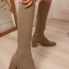 Clothing Ideal | Tessa Taupe Knit Knee High Boots