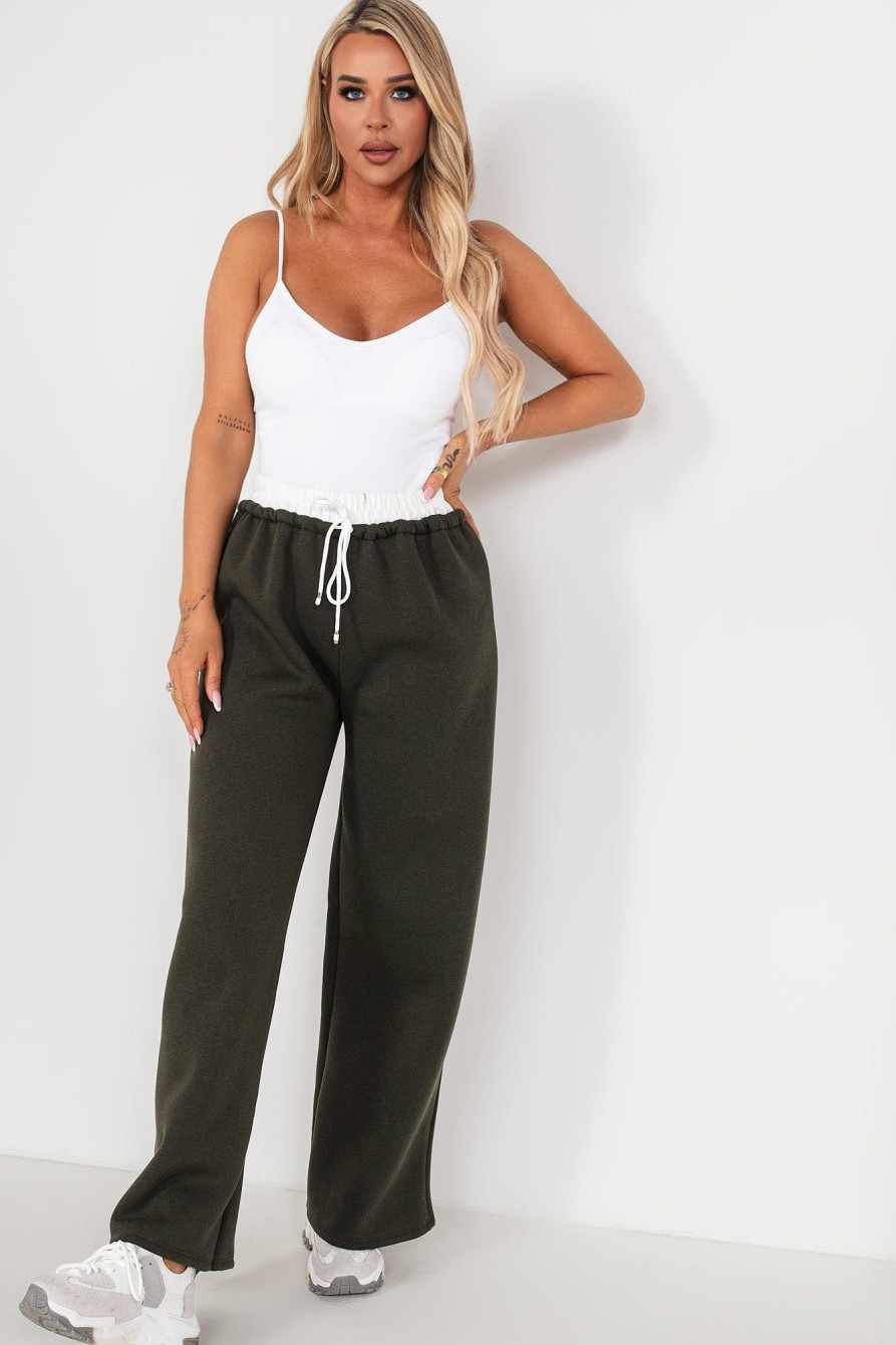 Clothing Willy Z | Zilda Khaki Wide Leg Joggers