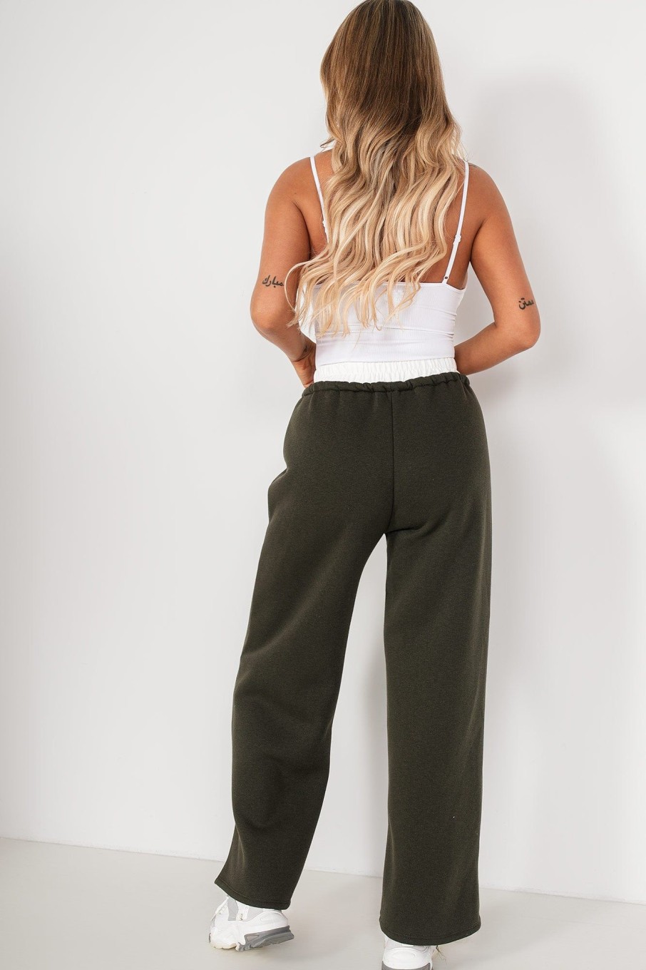 Clothing Willy Z | Zilda Khaki Wide Leg Joggers