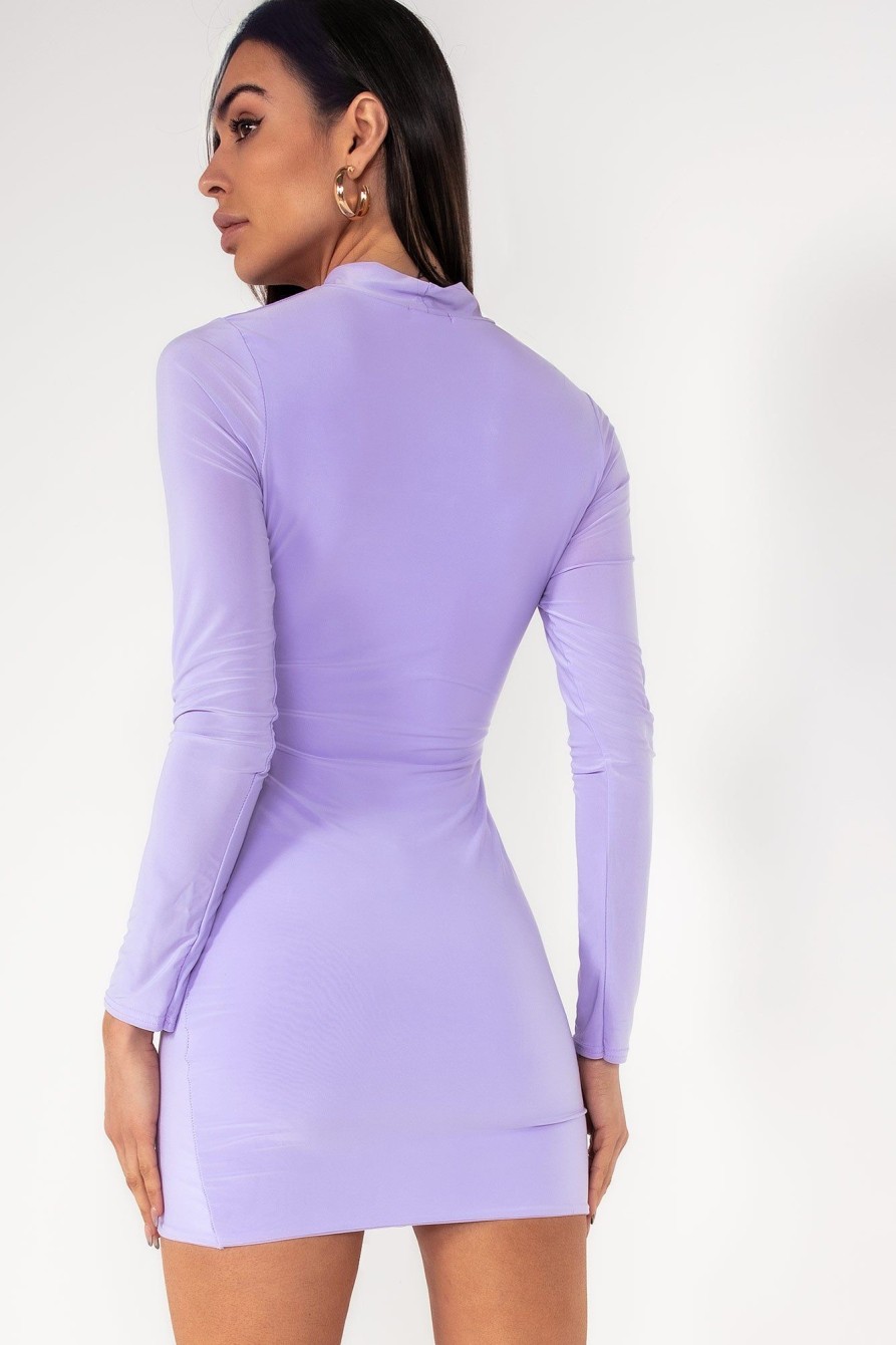 Clothing style wise | Emilee Lilac Slinky Ruched Dress