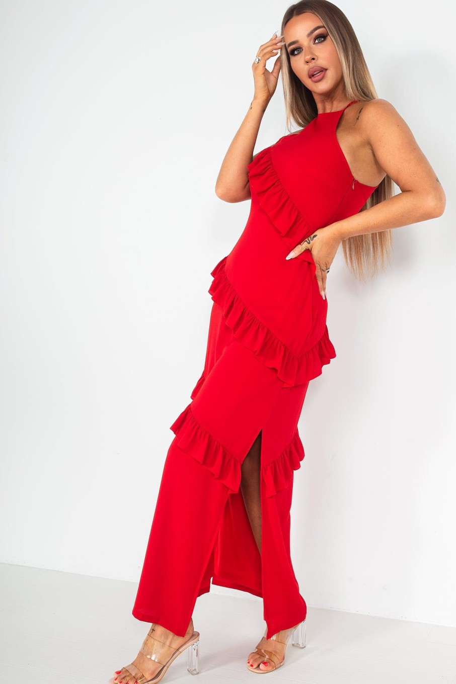 Clothing Girl in Mind | Girl In Mind Macy Red Ruffle Dress