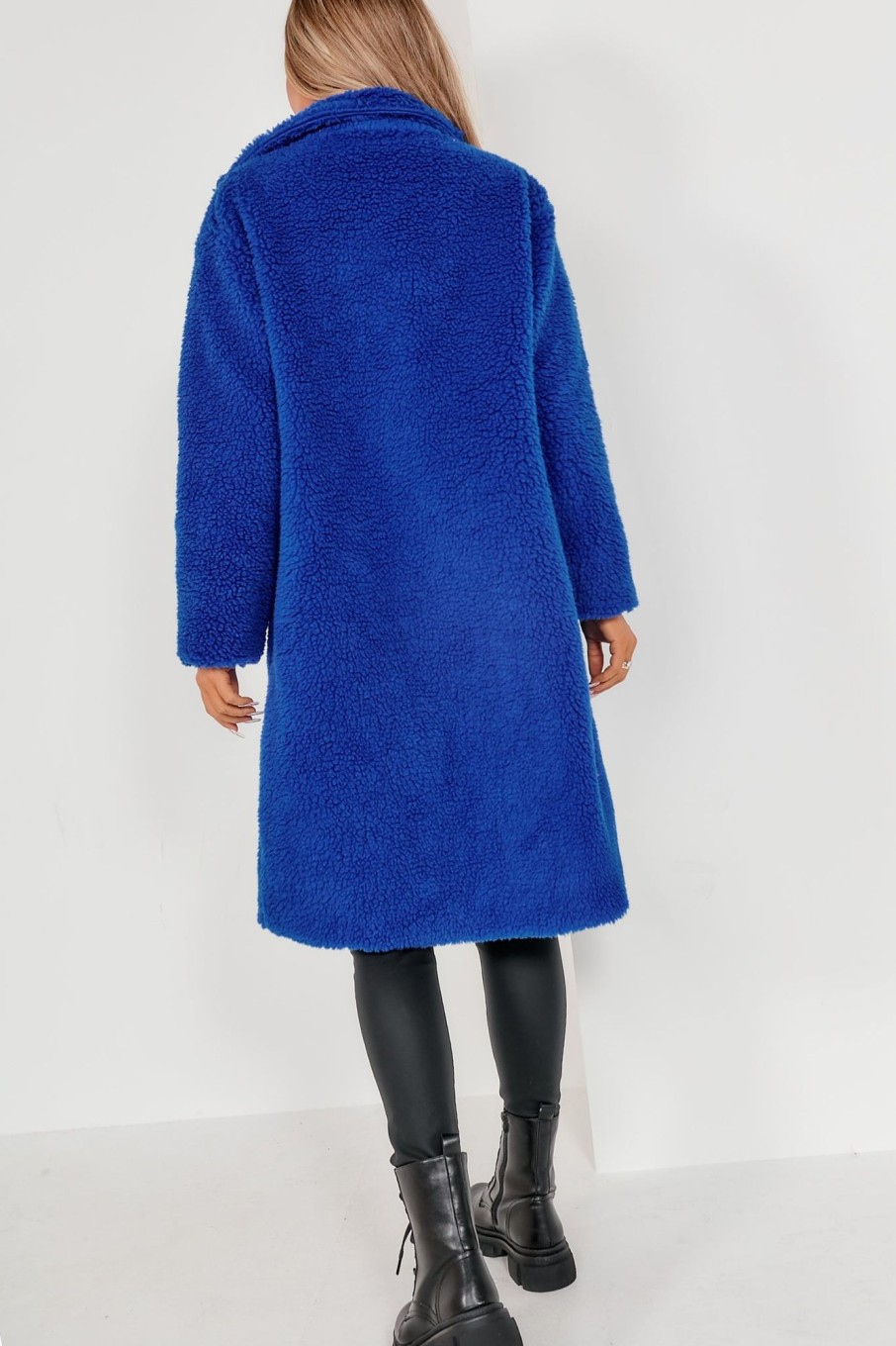 Clothing Willy Z | Annalise Royal Blue Oversized Teddy Coat