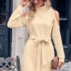 Clothing Moguland | Elyssia Nude Cold Shoulder Dress